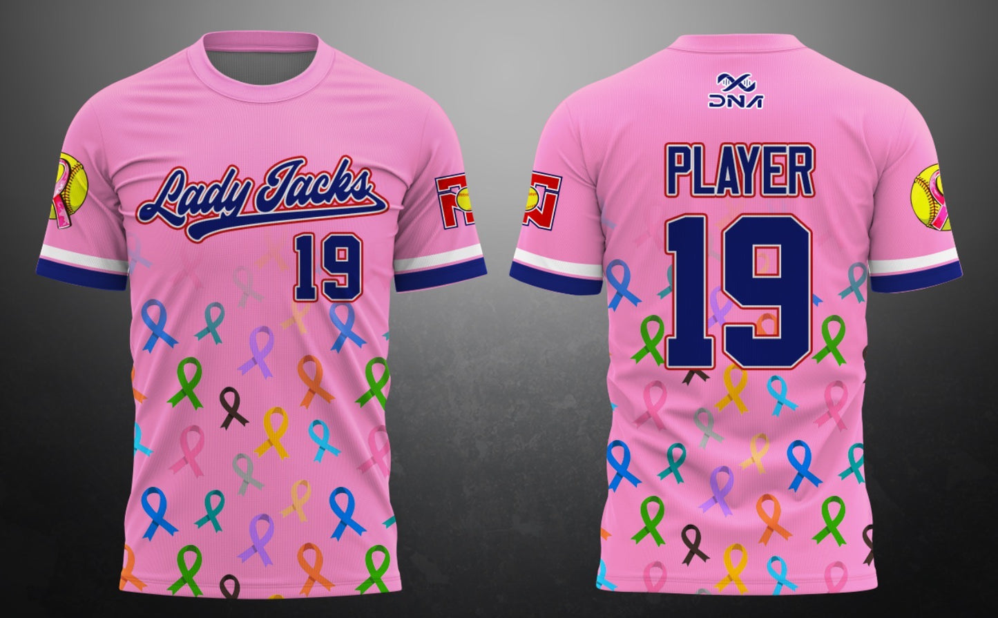 Lady Jacks Full Dye Cancer Awareness Jersey