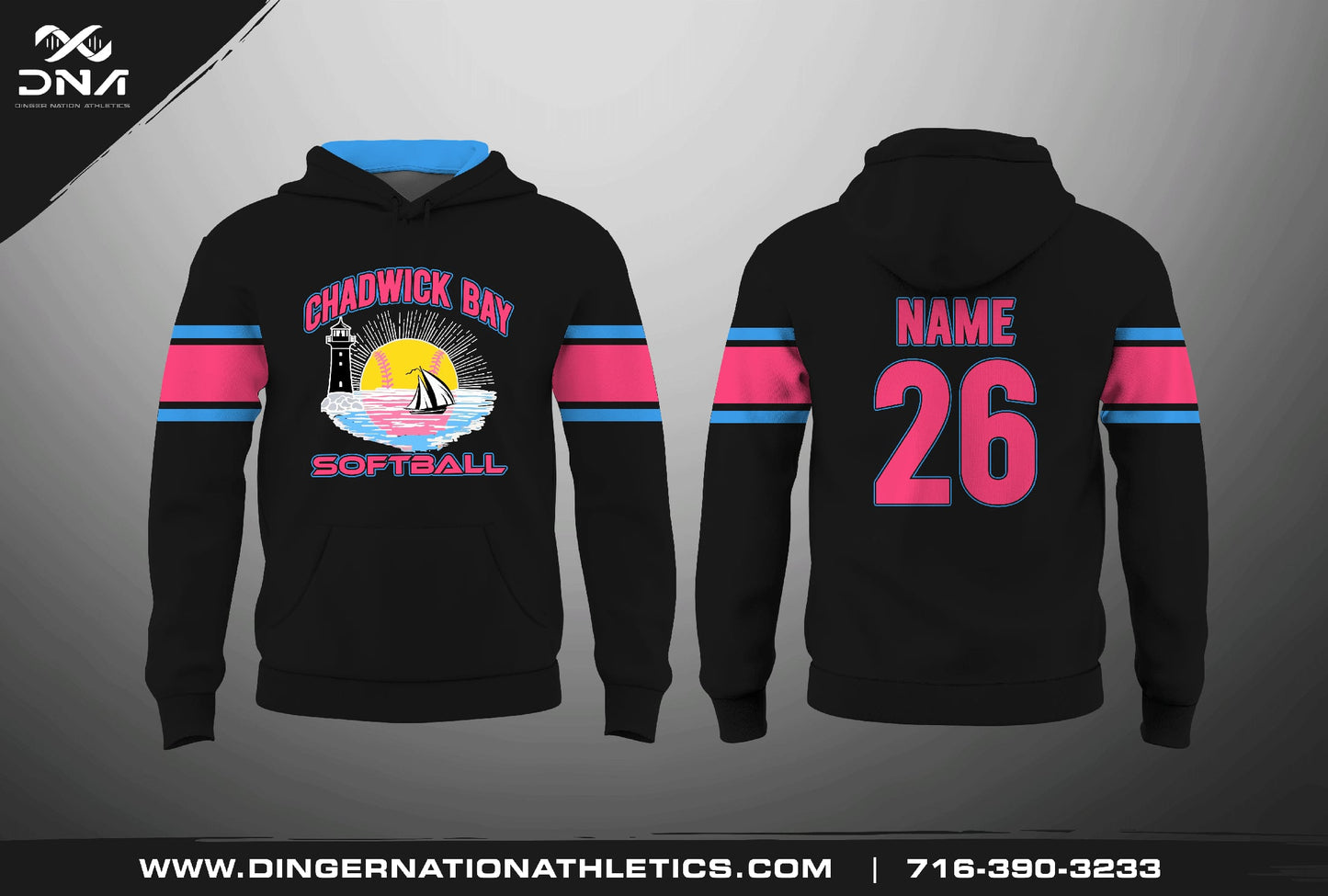 Chadwick Bay Softball Full Dye Fleece Hoodie